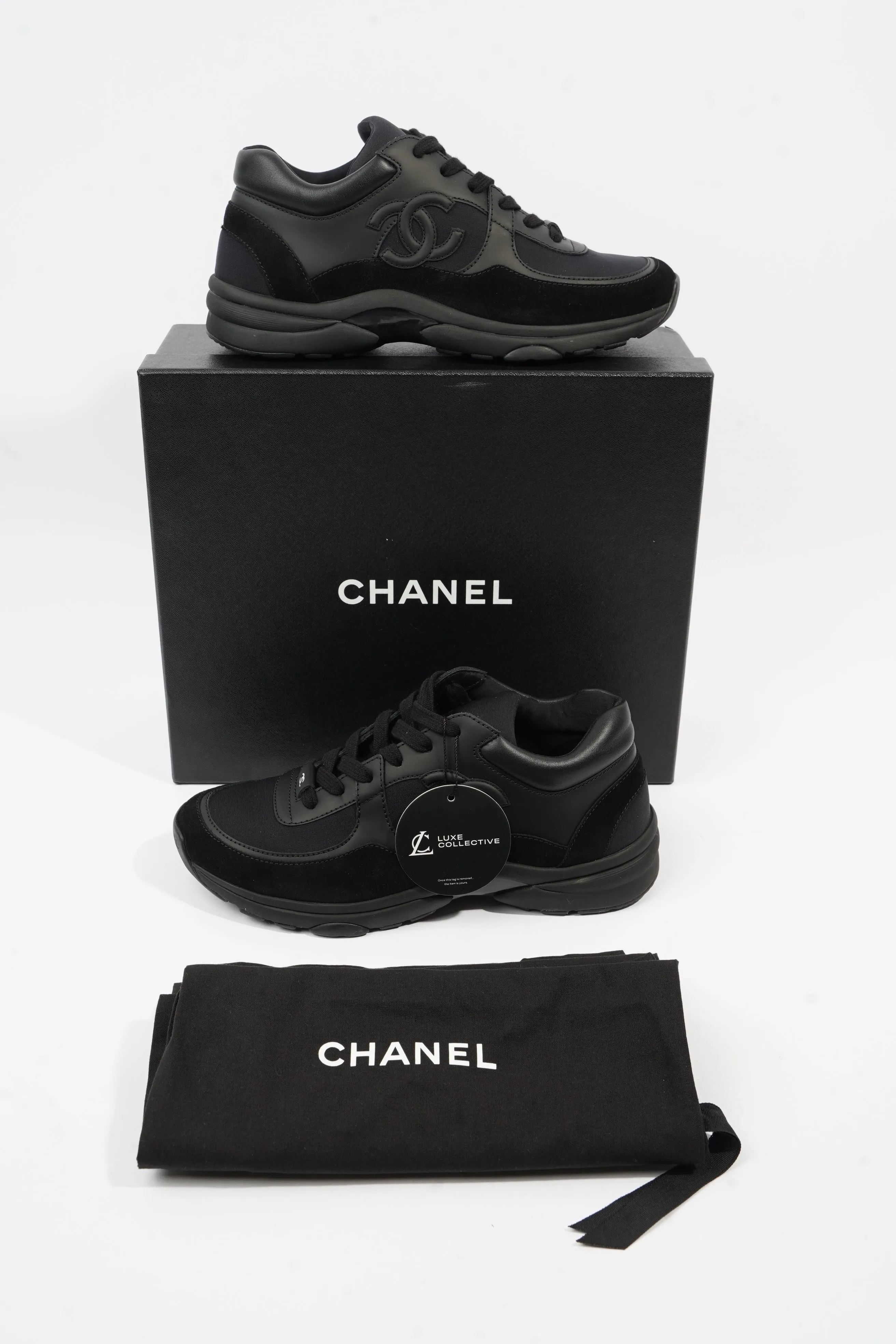 Chanel CC Logo Black Suede EU 37.5 UK 4.5