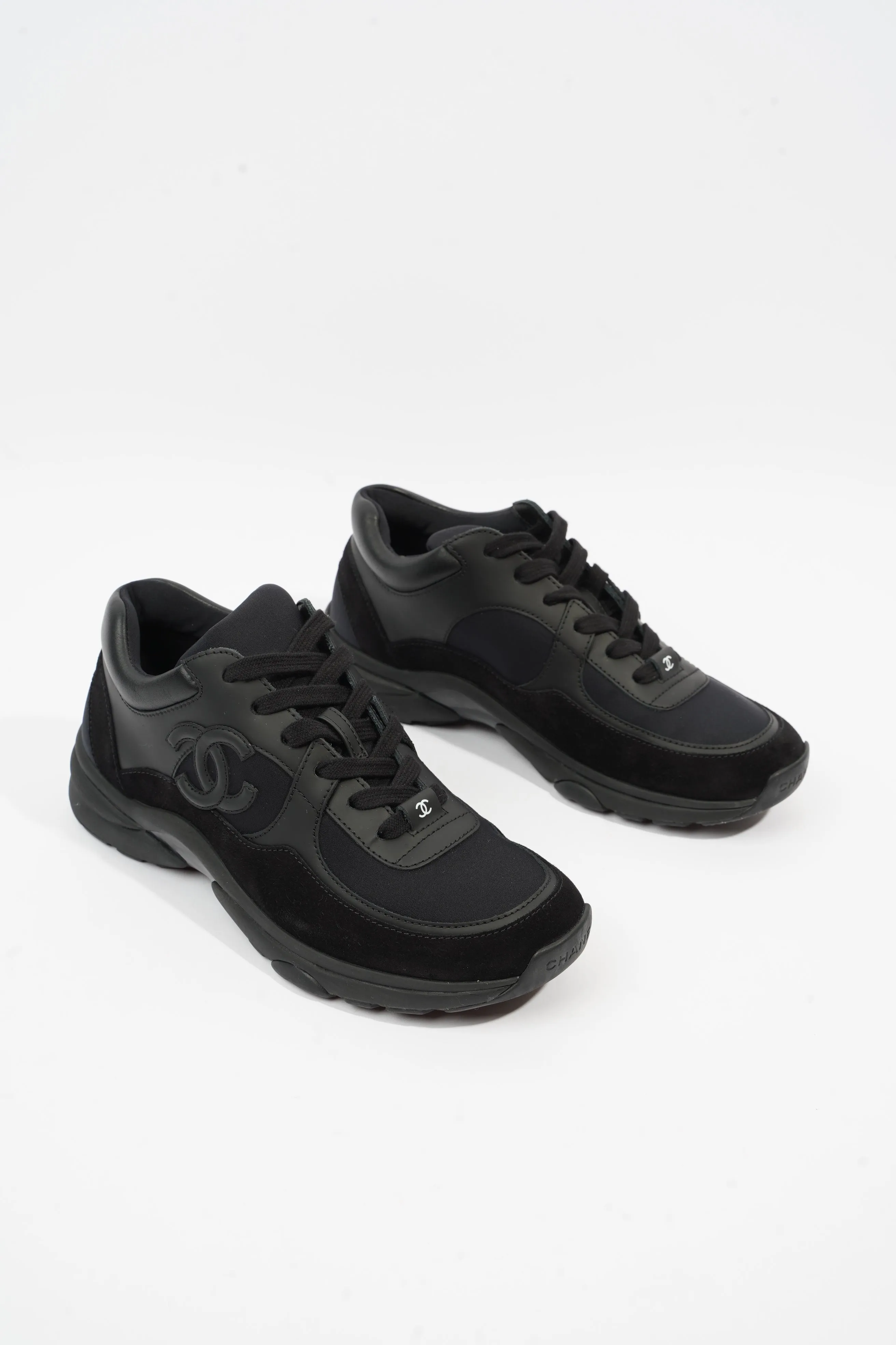 Chanel CC Logo Black Suede EU 37.5 UK 4.5