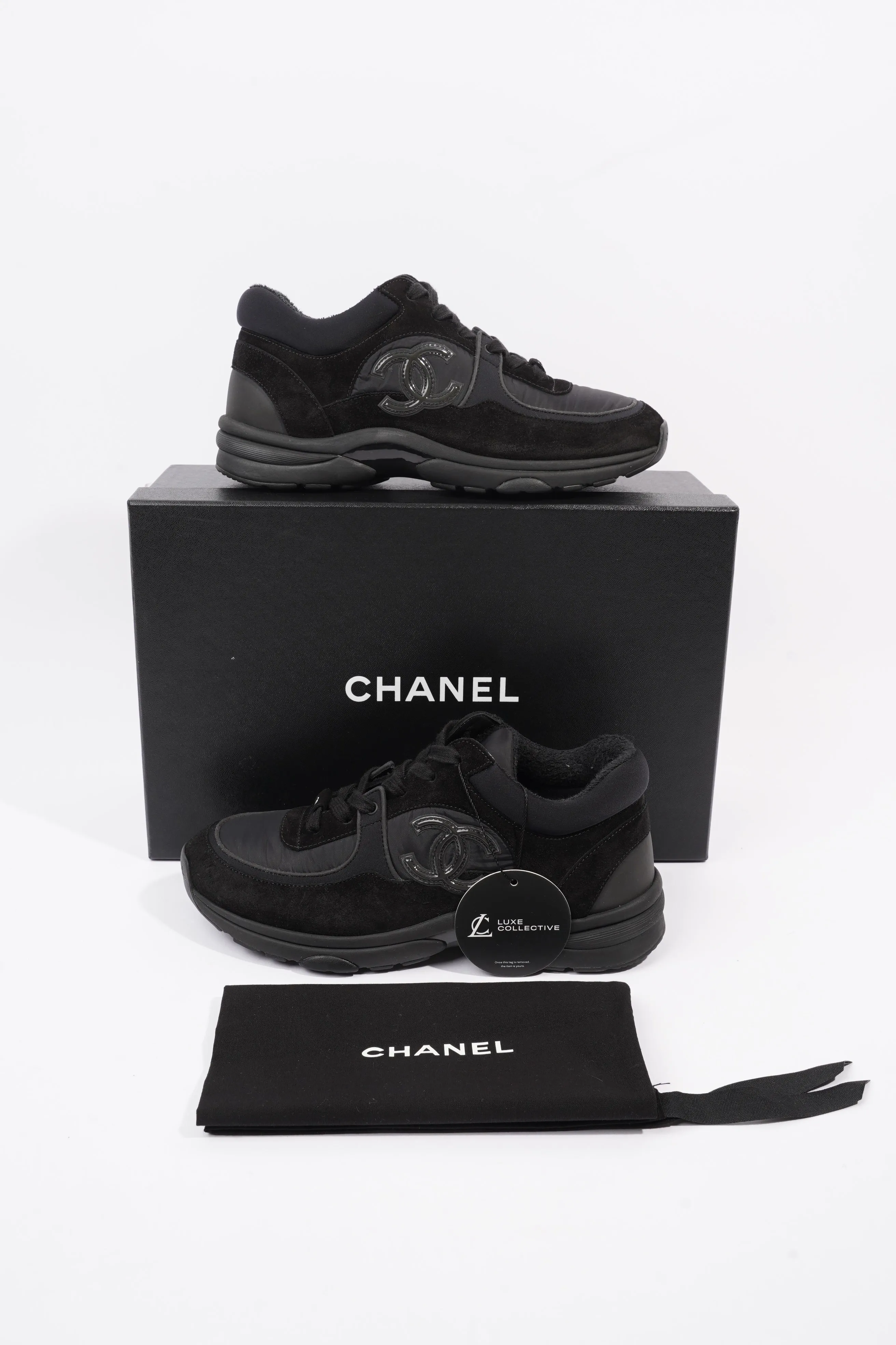 Chanel CC Logo Black Suede EU 38 UK 5