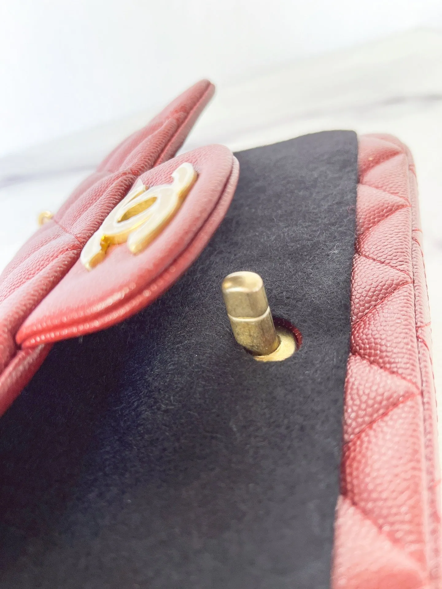 Chanel Classic Mini Rectangular 18C Iridescent Burgundy Quilted Caviar with brushed gold hardware