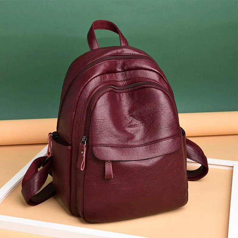 Christmas Gift 2021 New High Quality Backpack Women Pu Leather Backpack School Bags for Girls Lady Travel Backpack Casual Shoulder Bags Mochila