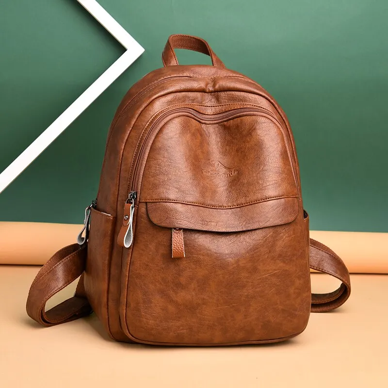 Christmas Gift 2021 New High Quality Backpack Women Pu Leather Backpack School Bags for Girls Lady Travel Backpack Casual Shoulder Bags Mochila