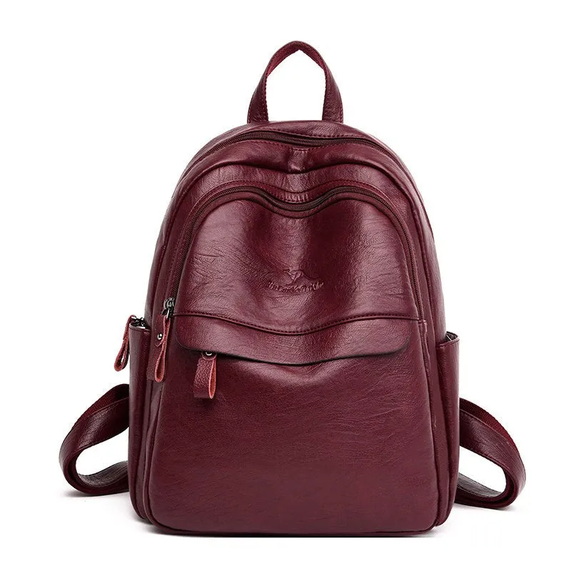 Christmas Gift 2021 New High Quality Backpack Women Pu Leather Backpack School Bags for Girls Lady Travel Backpack Casual Shoulder Bags Mochila