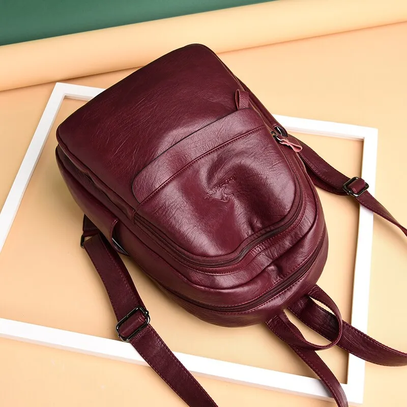 Christmas Gift 2021 New High Quality Backpack Women Pu Leather Backpack School Bags for Girls Lady Travel Backpack Casual Shoulder Bags Mochila