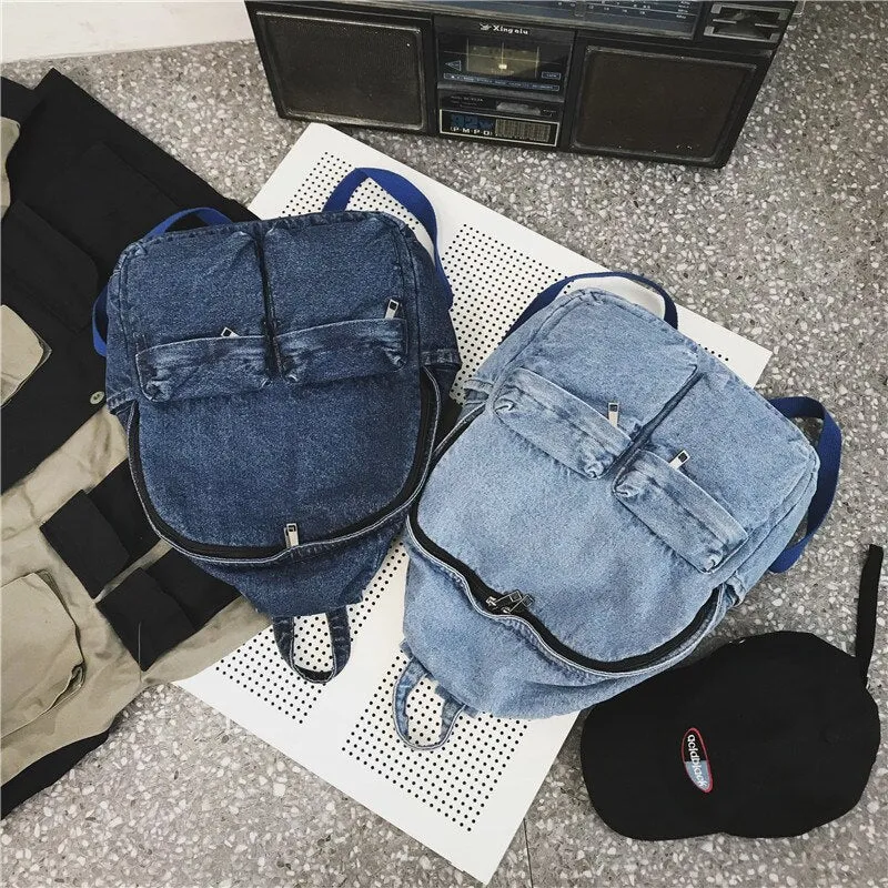 Christmas Gift Fashion blue denim fabric unisex backpack women large capacity school bags for teenager girls school backpack shoulder bags