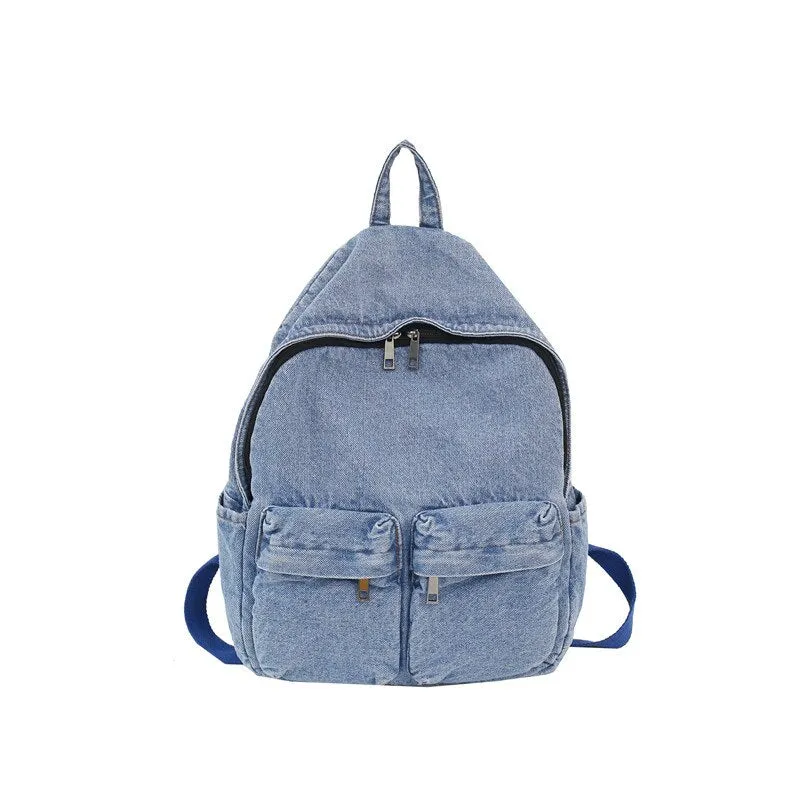 Christmas Gift Fashion blue denim fabric unisex backpack women large capacity school bags for teenager girls school backpack shoulder bags