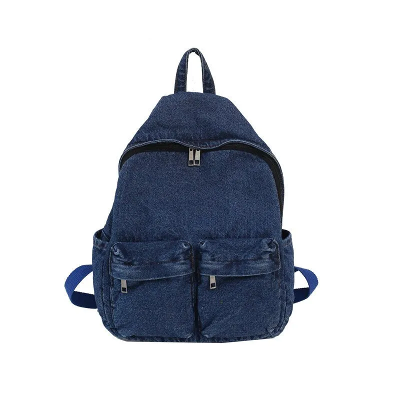 Christmas Gift Fashion blue denim fabric unisex backpack women large capacity school bags for teenager girls school backpack shoulder bags