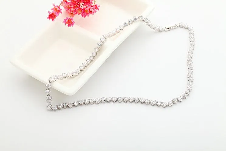 Classy Solitaire Tennis Necklace
