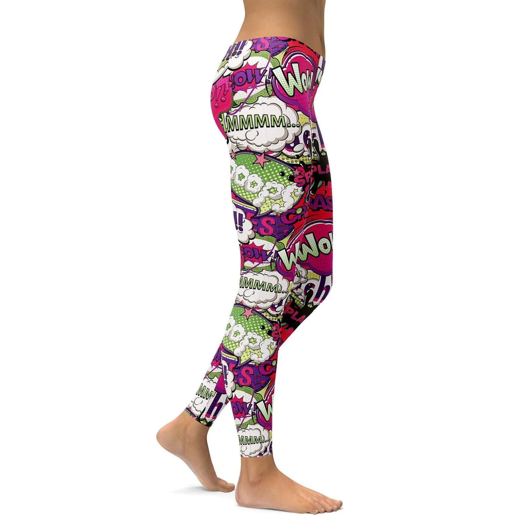 Comic Book Bubbles Pink Leggings