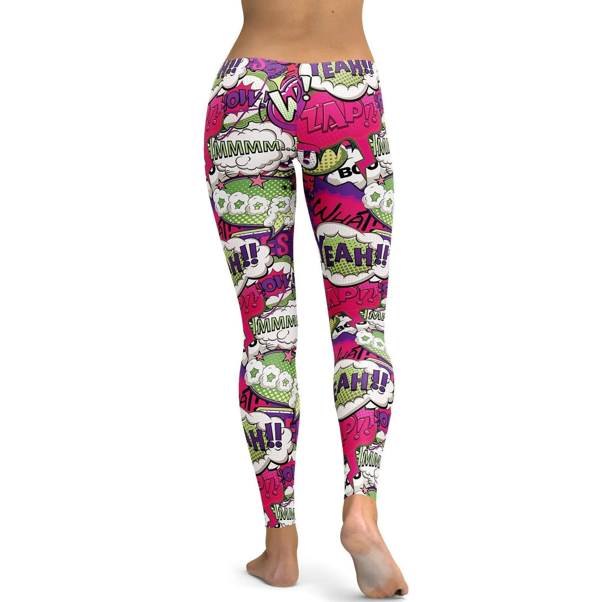 Comic Book Bubbles Pink Leggings