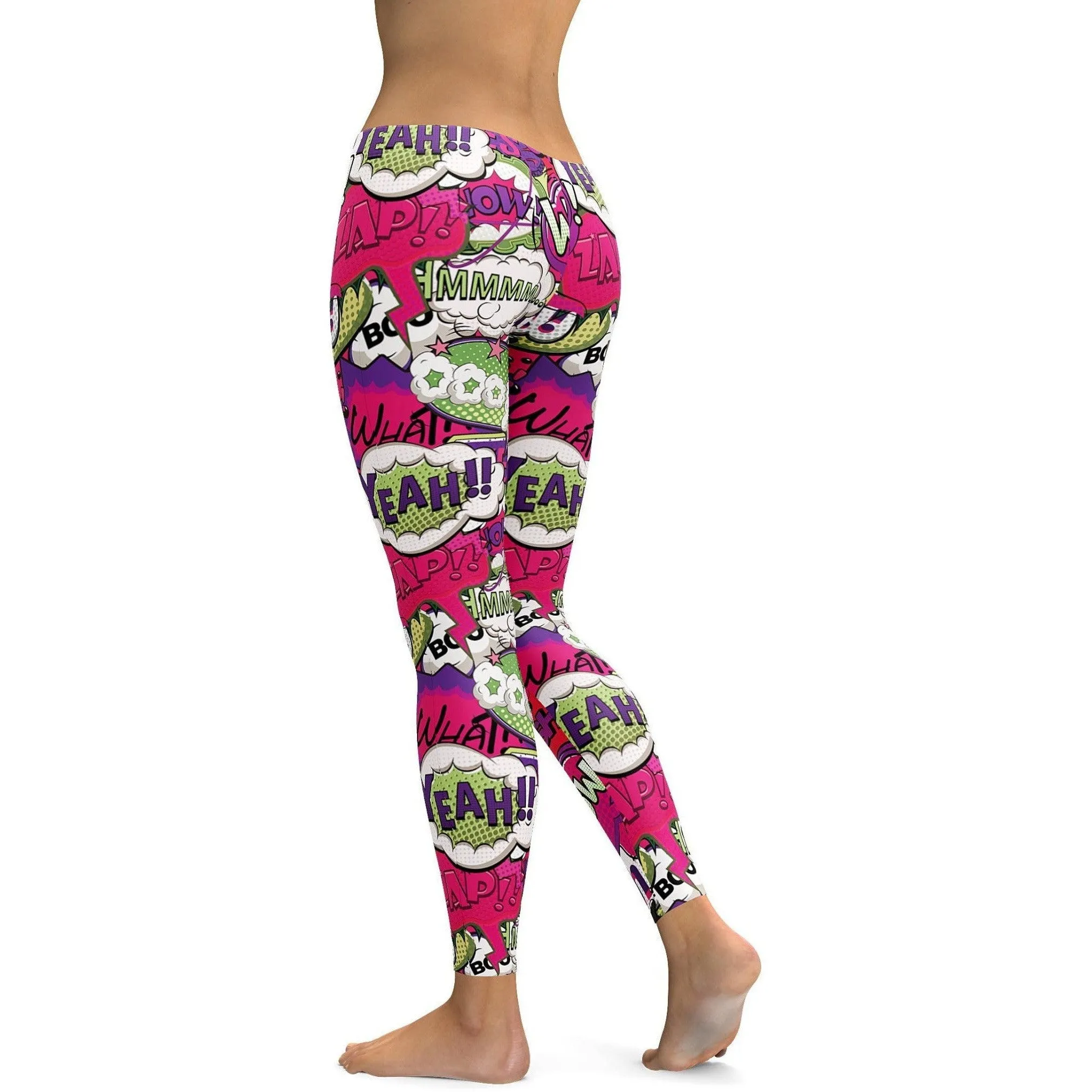 Comic Book Bubbles Pink Leggings