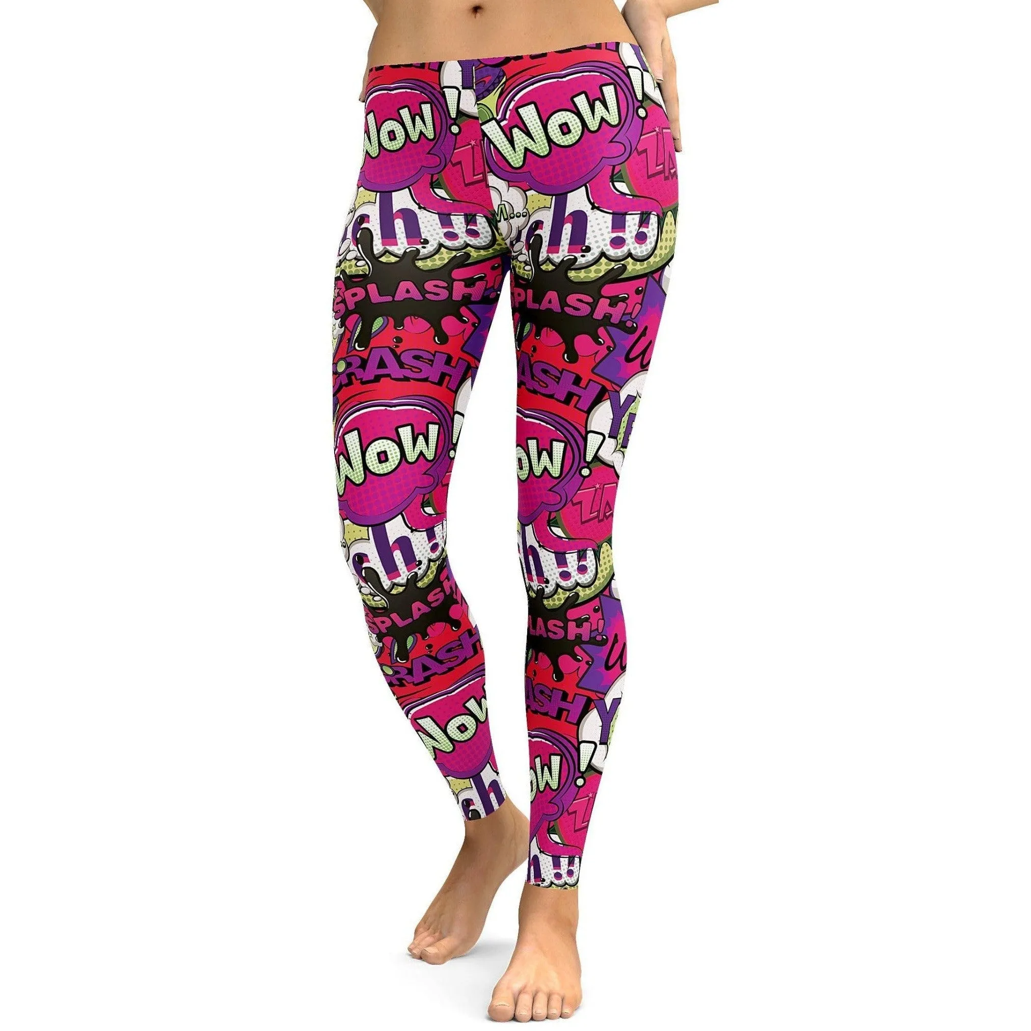 Comic Book Bubbles Pink Leggings