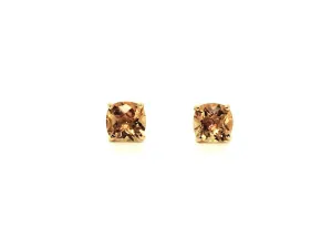 Cushion Checkerboard Citrine Studs AD No. 1083