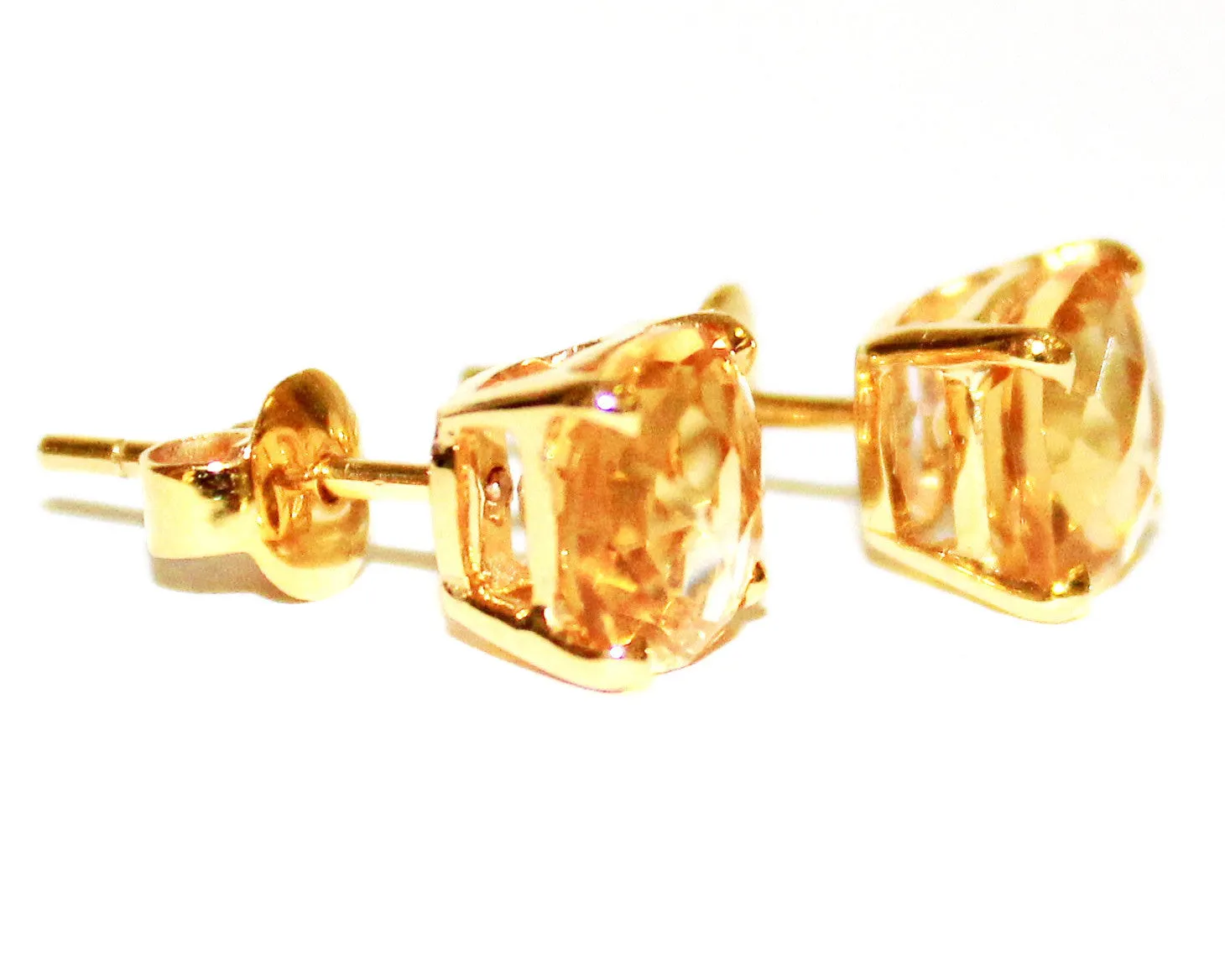 Cushion Checkerboard Citrine Studs AD No. 1083