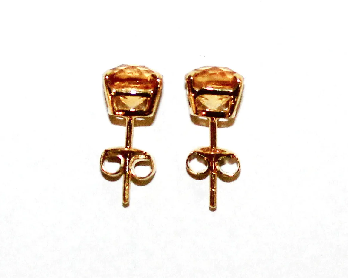 Cushion Checkerboard Citrine Studs AD No. 1083
