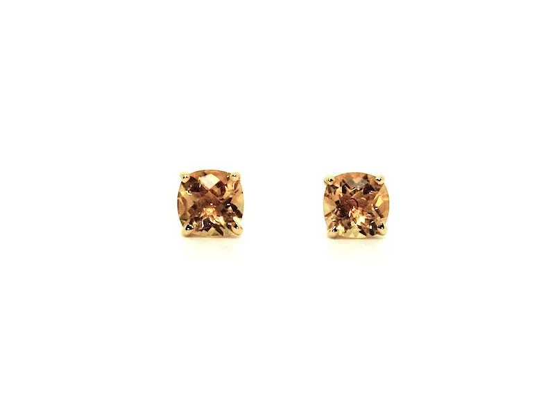Cushion Checkerboard Citrine Studs AD No. 1083