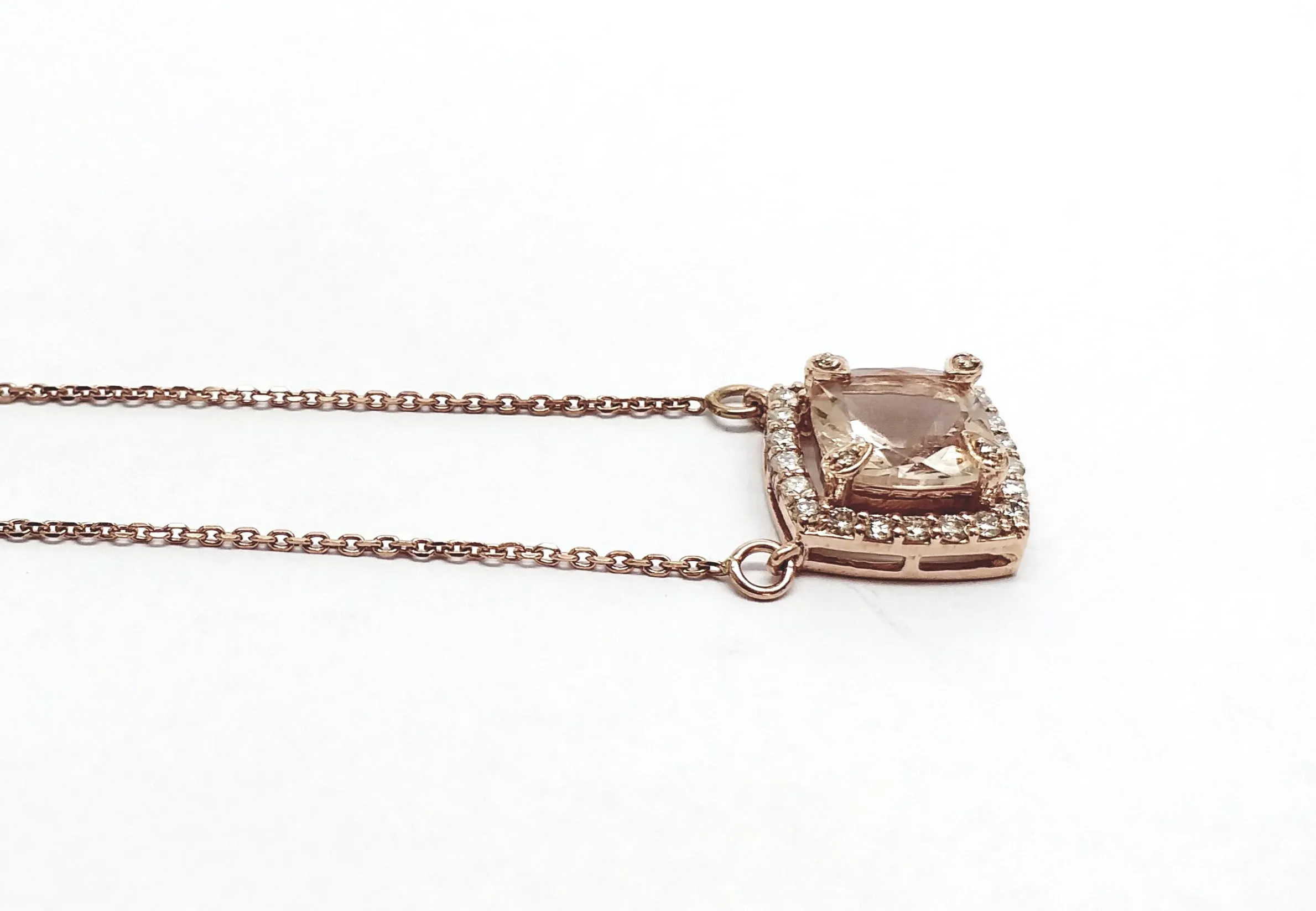 Cushion Cut Morganite and Diamond Pendant AD NO: 2068
