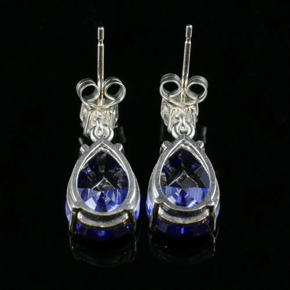 Cz Tanzanite And Paste Silver Earrings