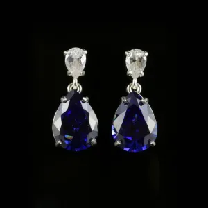 Cz Tanzanite And Paste Silver Earrings