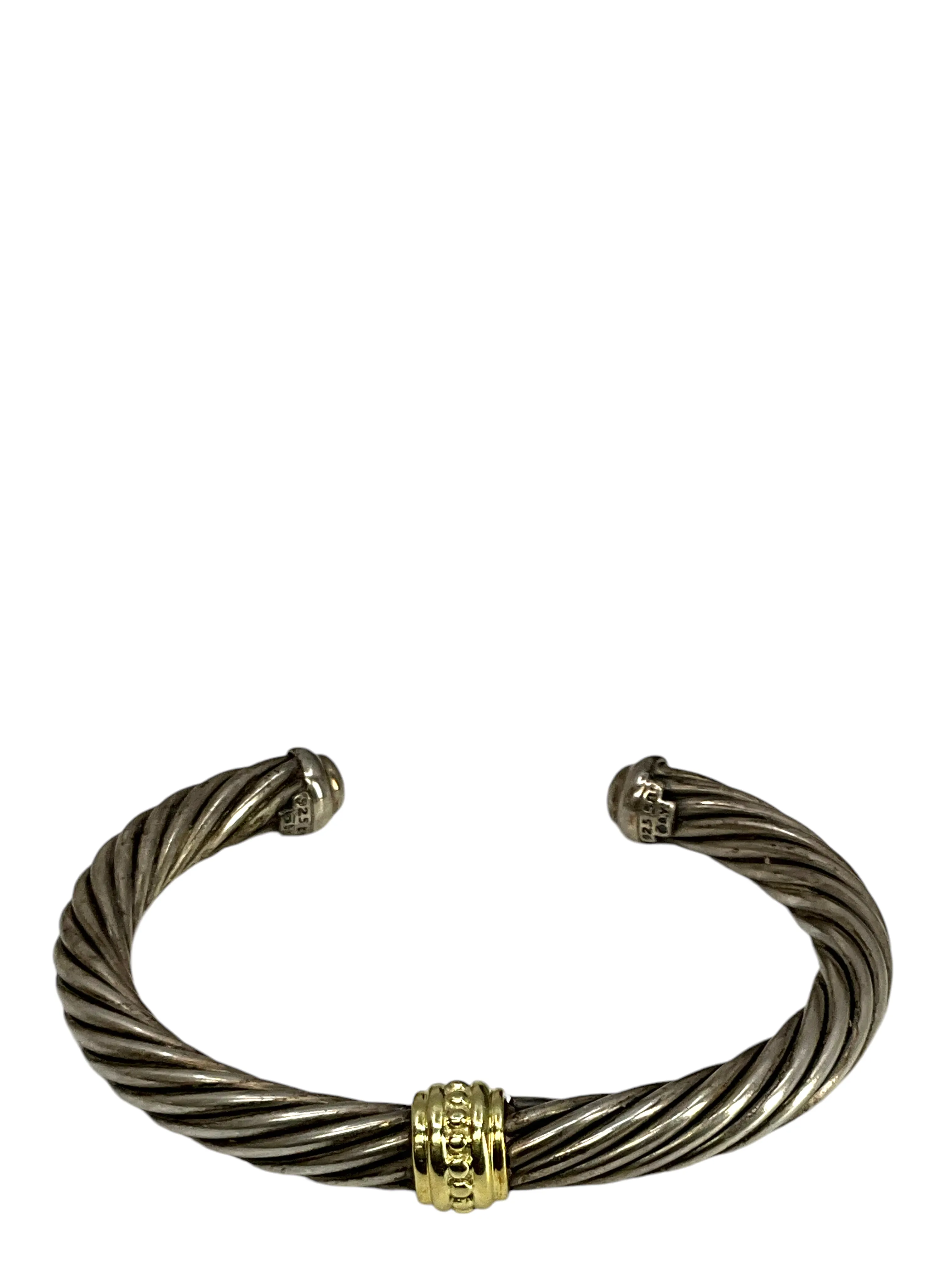 David Yurman Sterling Silver 14k Gold Cuff Classic Bracelet