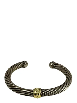 David Yurman Sterling Silver 14k Gold Cuff Classic Bracelet