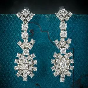 Diamond Drop Earrings 18Ct White Gold