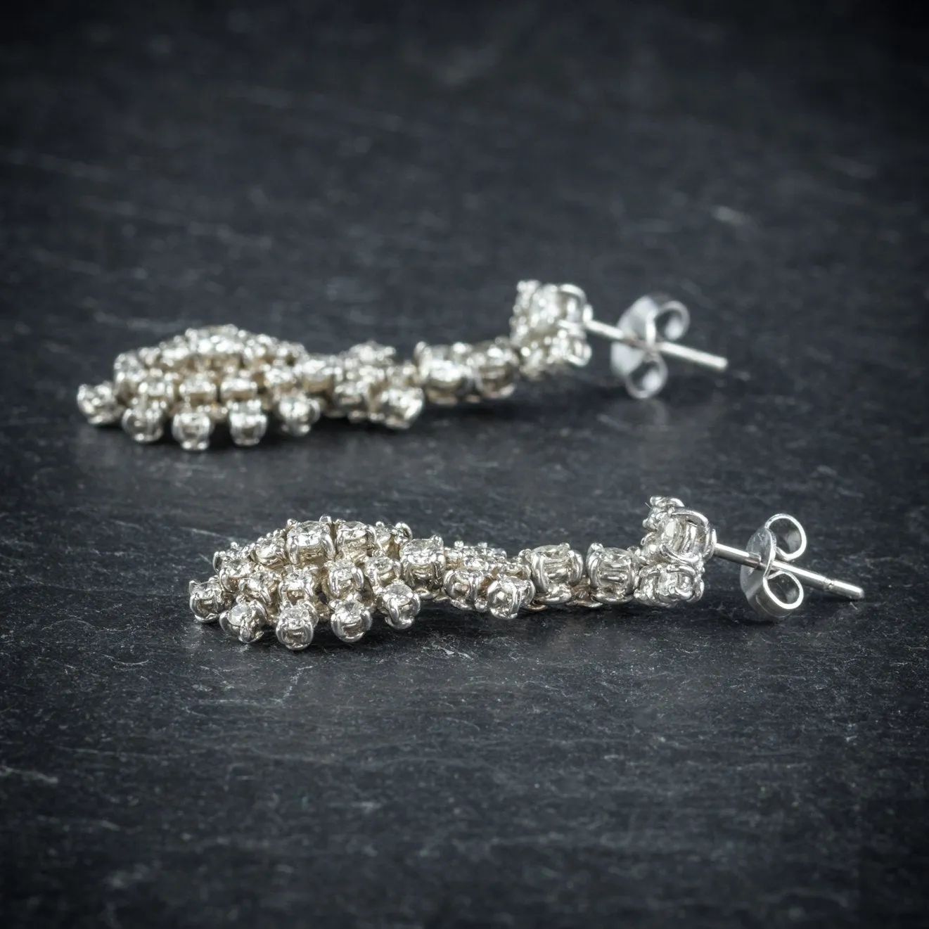 Diamond Drop Earrings 18Ct White Gold