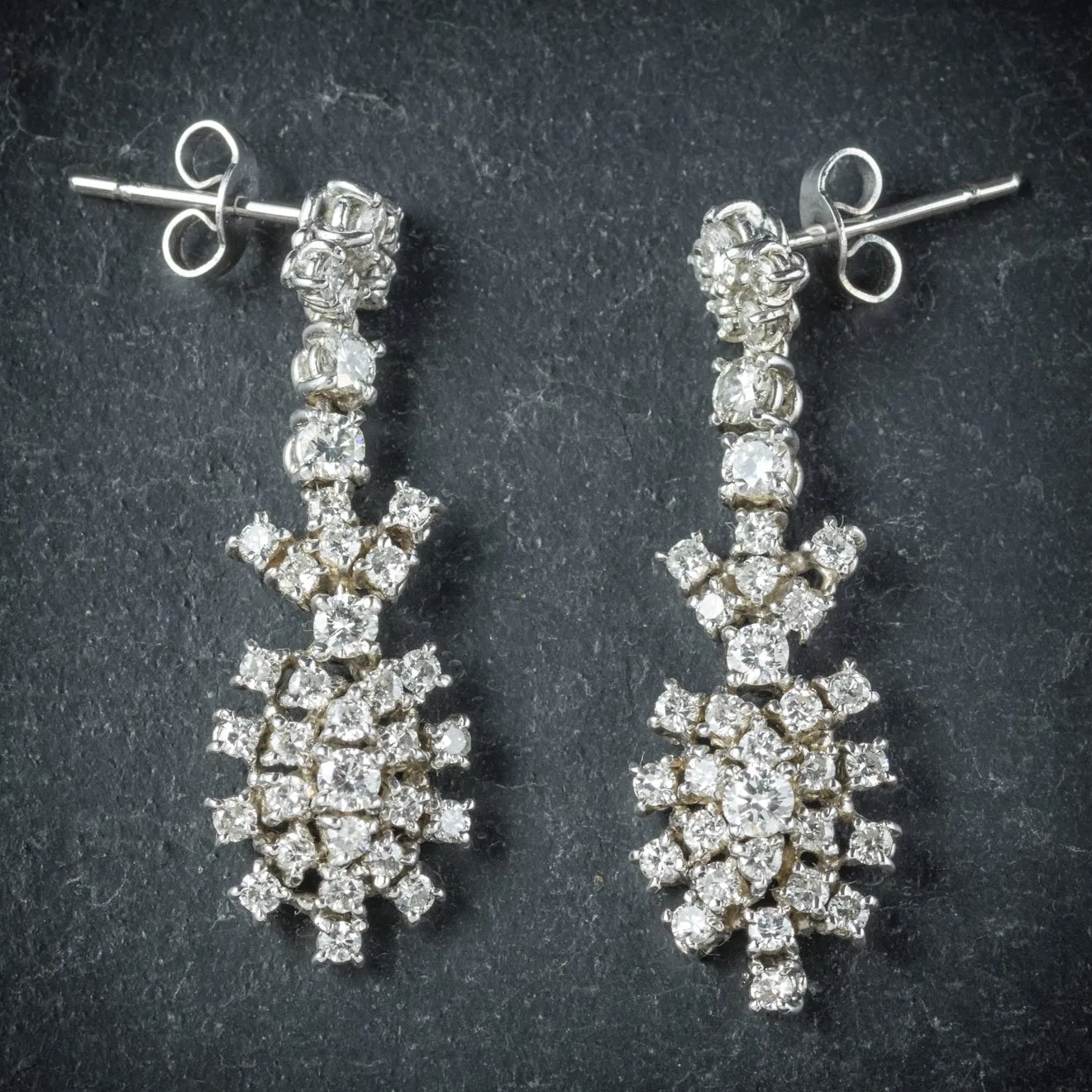 Diamond Drop Earrings 18Ct White Gold