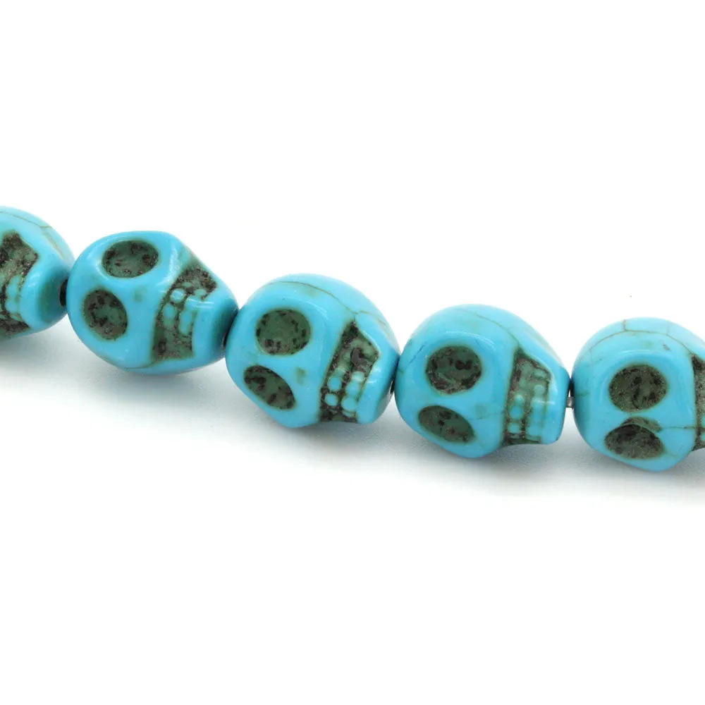 Dyed Howlite Skull Beads Turquoise - 35cm Strand