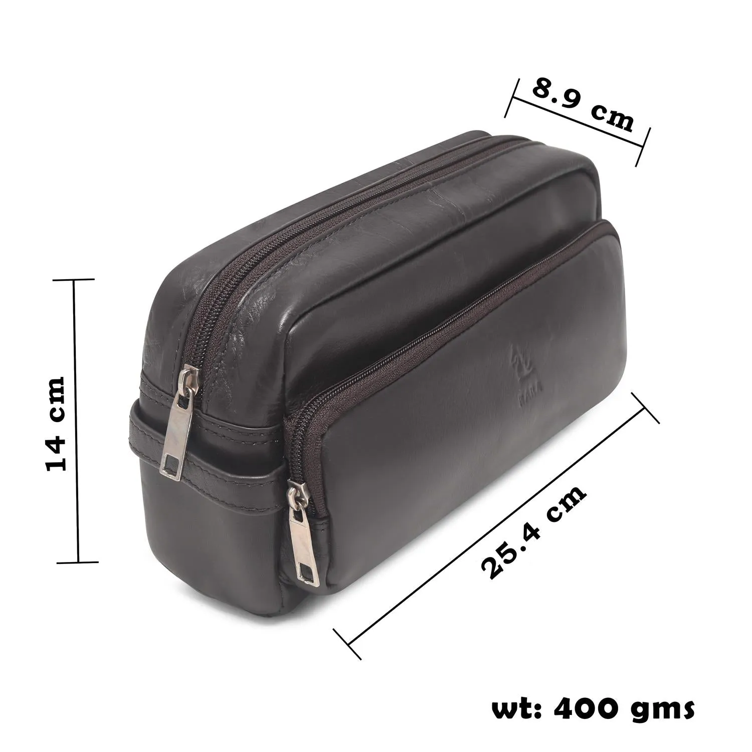 Edward Black Leather Wash Bag for Men