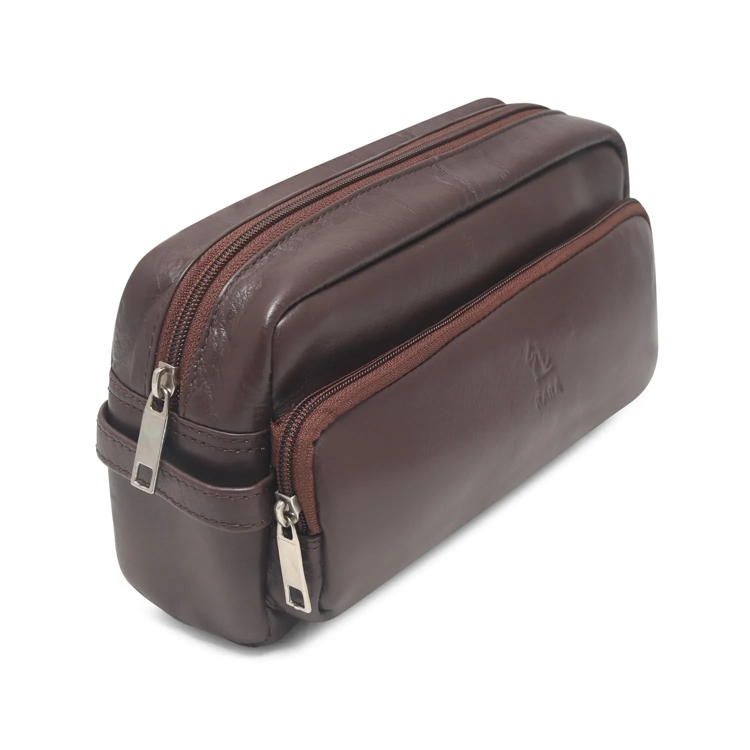 Edward Black Leather Wash Bag for Men