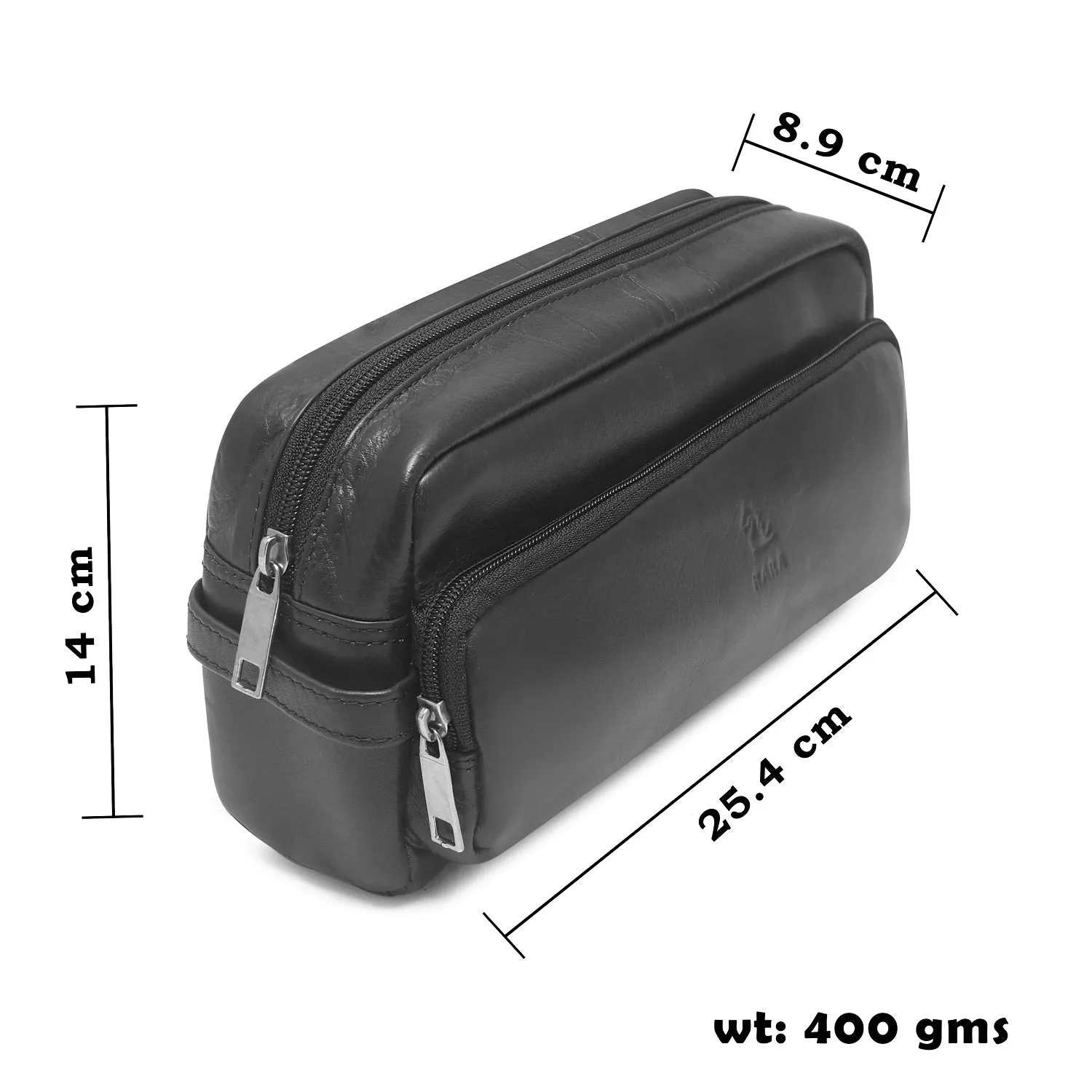 Edward Black Leather Wash Bag for Men