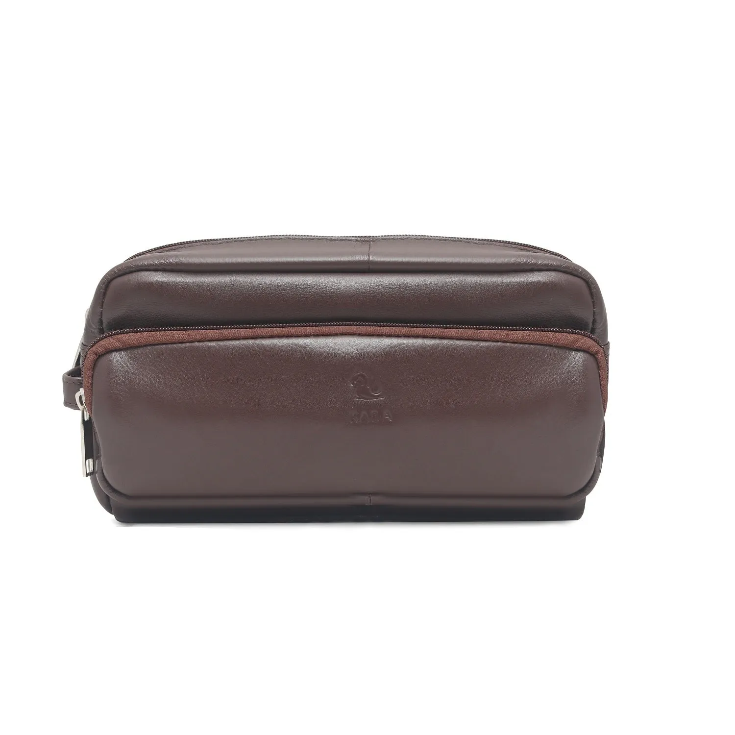 Edward Black Leather Wash Bag for Men