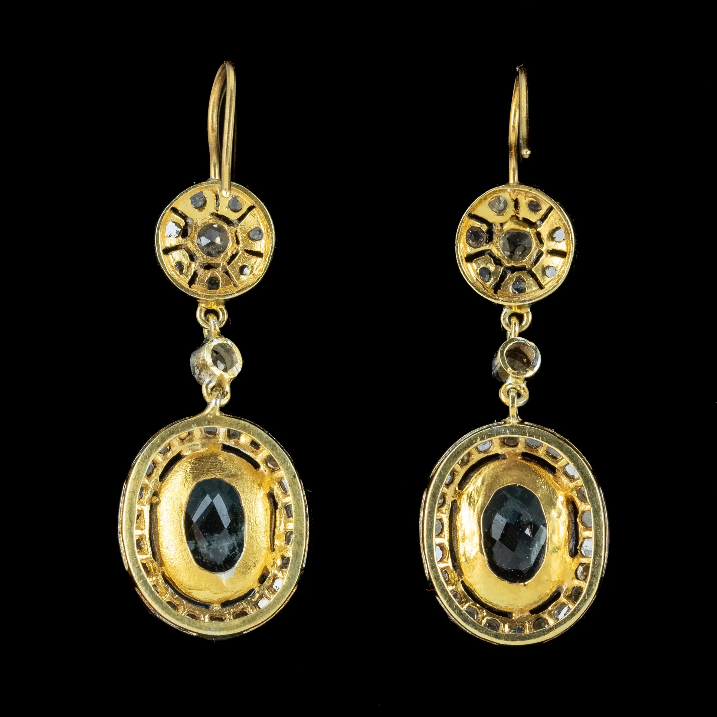 Edwardian Style Aquamarine Diamond Drop Earrings 3.2ct Aquas