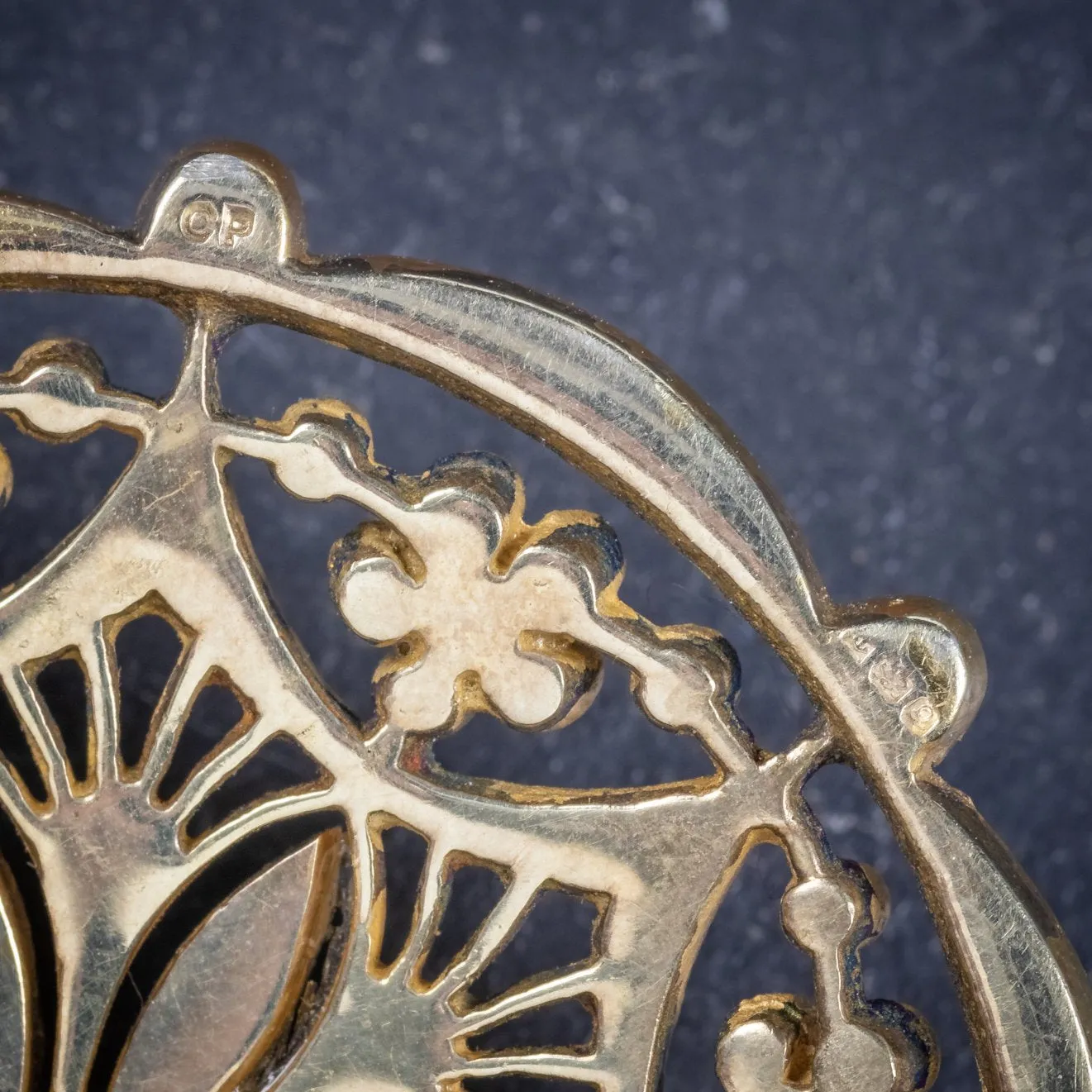 Edwardian Style Paste Stone Brooch 18Ct Gold On Sterling Silver Dated 1990