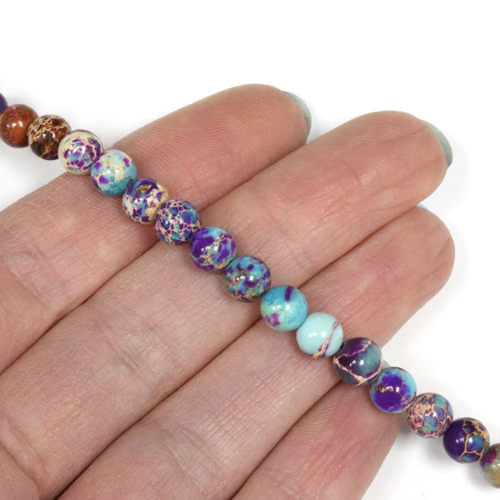Empire Jasper Smooth Round Beads Mix 6mm - 35cm Strand