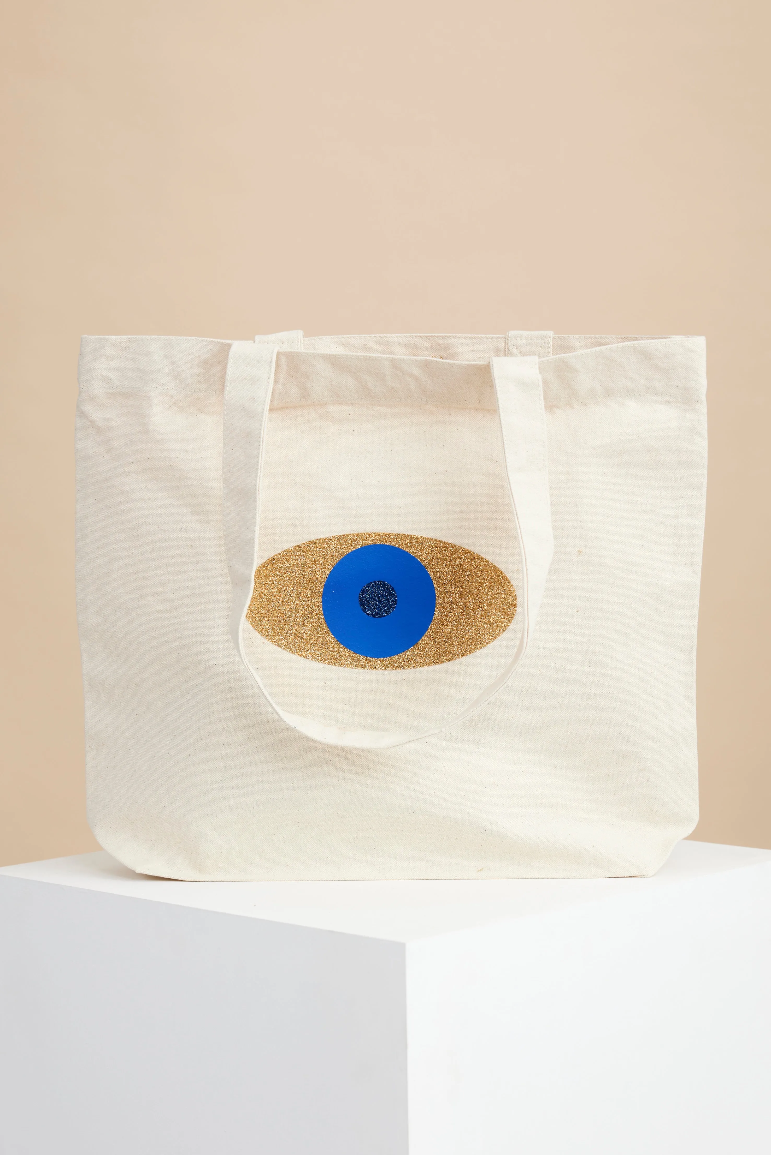 Evil Eye Glitter Canvas Tote