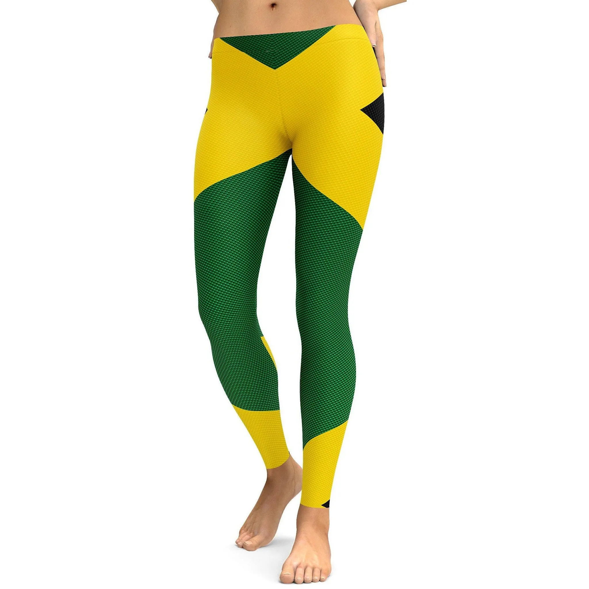 Faux Carbon Jamaican Flag Leggings