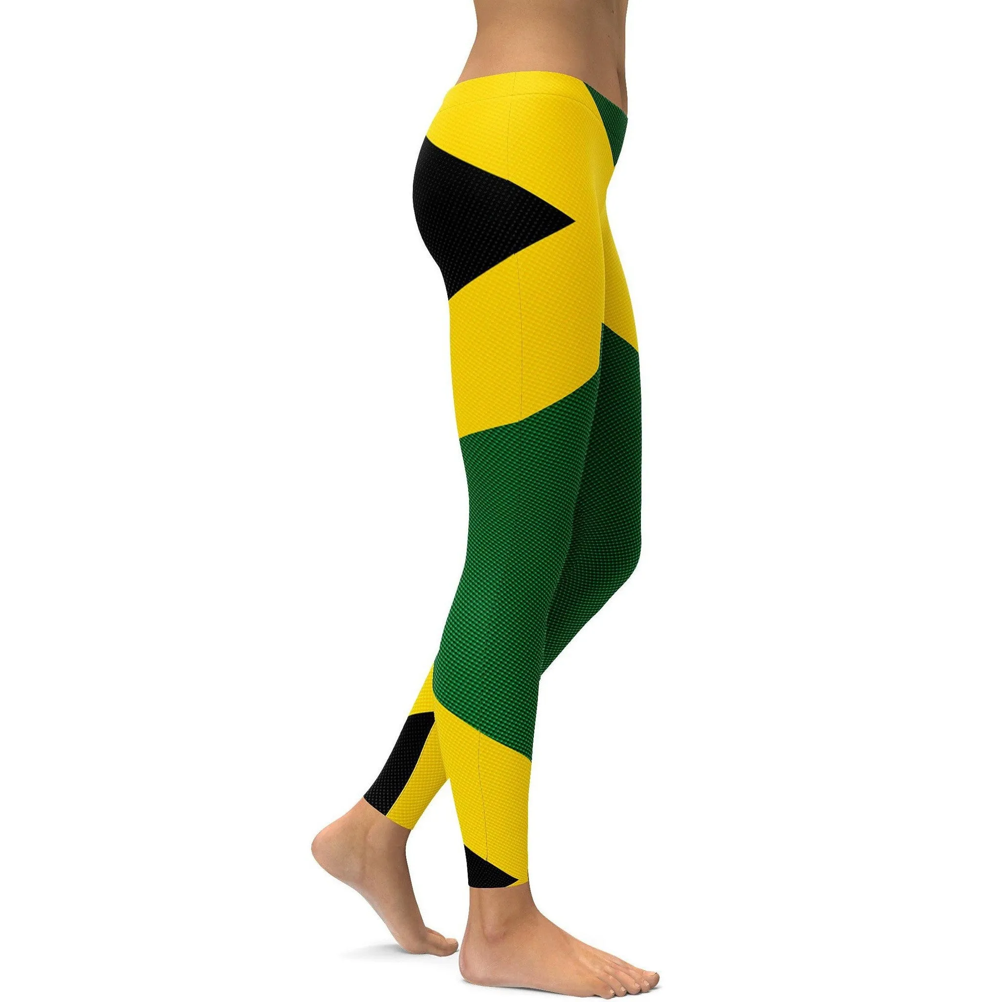 Faux Carbon Jamaican Flag Leggings