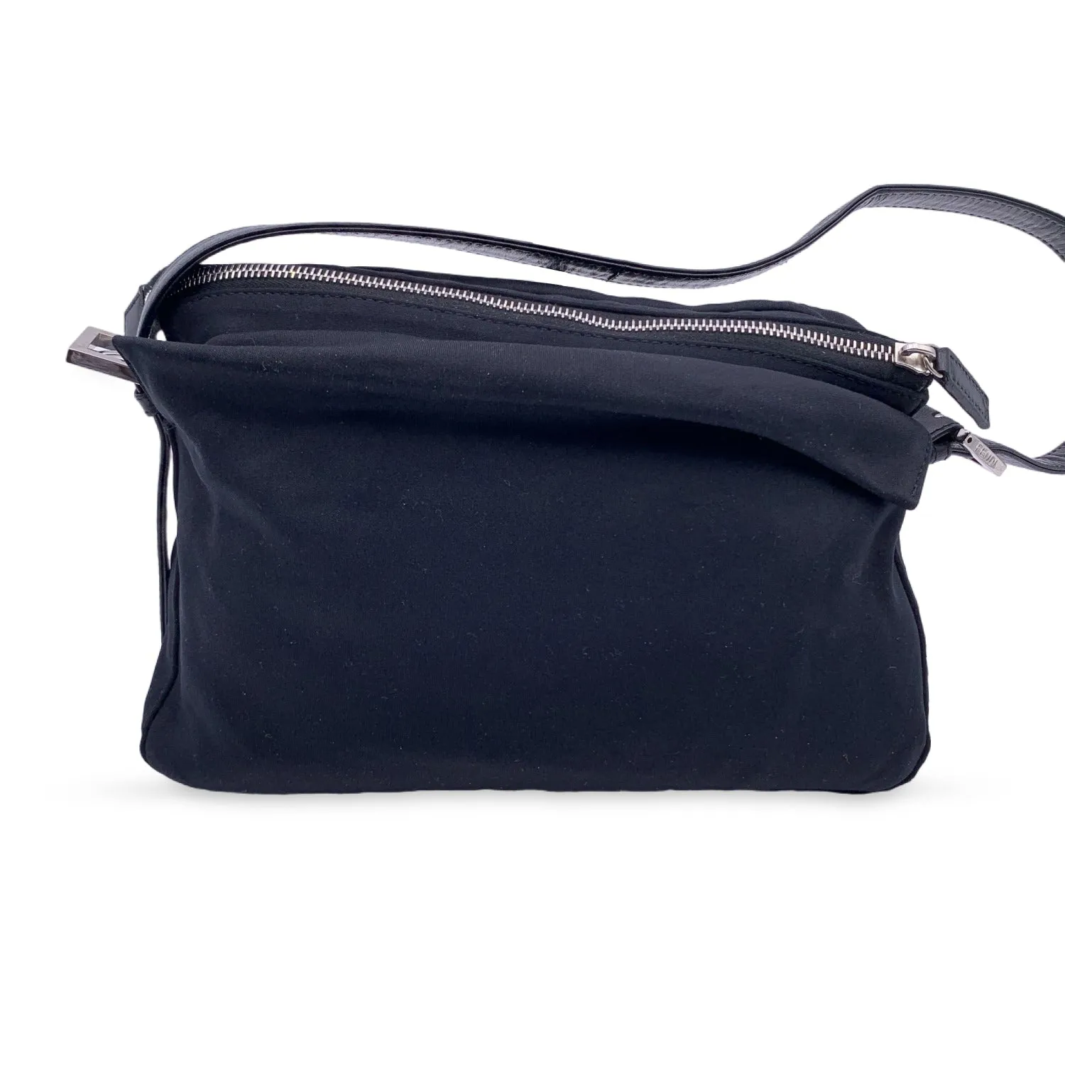 FENDI Black Fabric Front Pocket Baguette Shoulder Bag Handbag