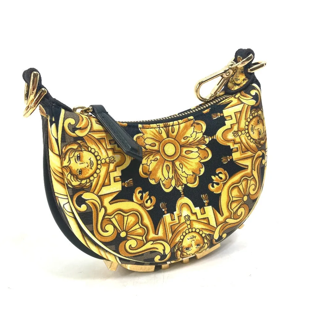 FENDI Handbag 7AS089 Nylon / leather yellow Nano Fendigraphy Fendace FENDACE Women Used