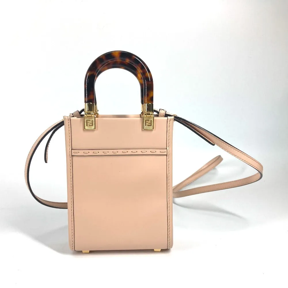 FENDI Handbag 8BS051 leather Beige type Shoulder Bag Crossbody bag sunshine shopper small Women Used