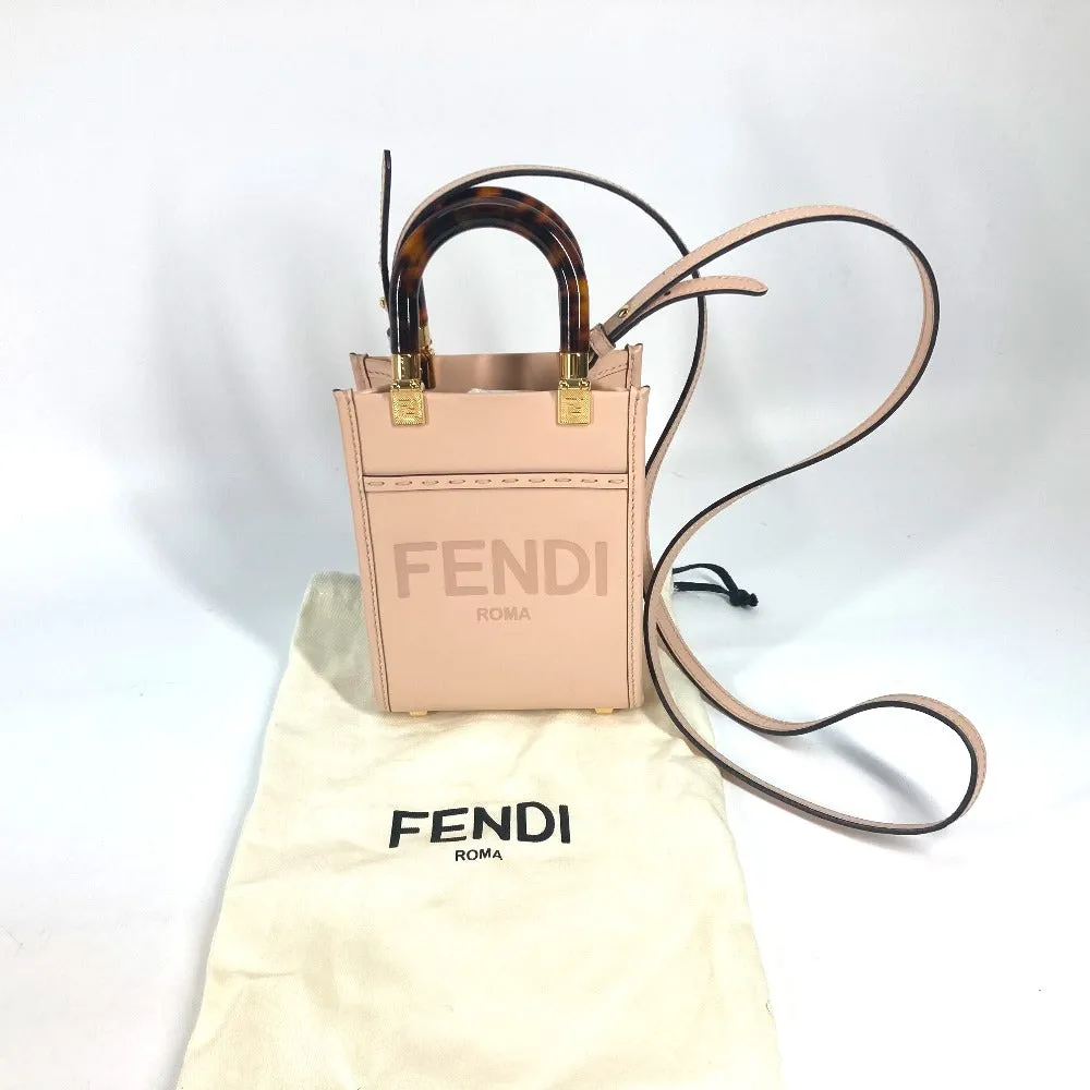 FENDI Handbag 8BS051 leather Beige type Shoulder Bag Crossbody bag sunshine shopper small Women Used