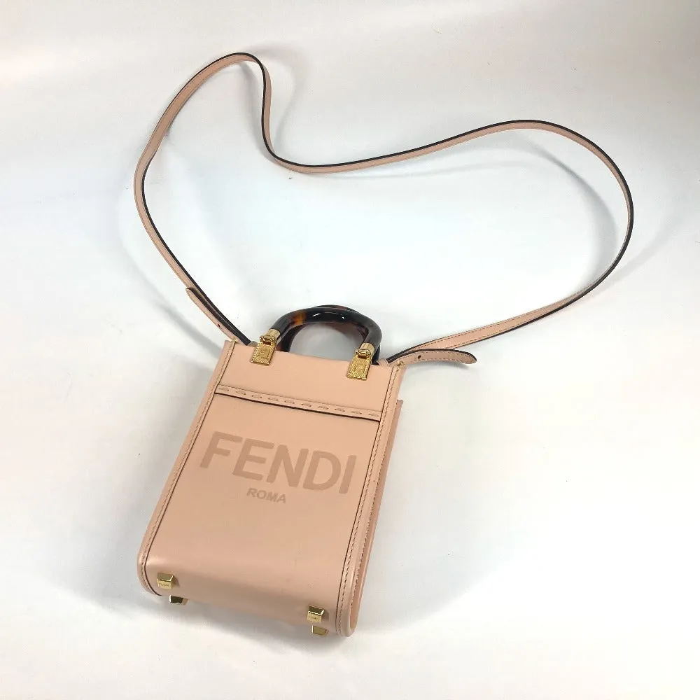 FENDI Handbag 8BS051 leather Beige type Shoulder Bag Crossbody bag sunshine shopper small Women Used