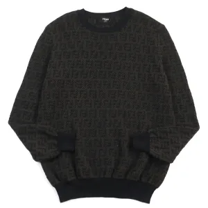 FENDI knit FZX034 AKFS wool Brown black GIROCOLLO FF DETAIL KNIT 54