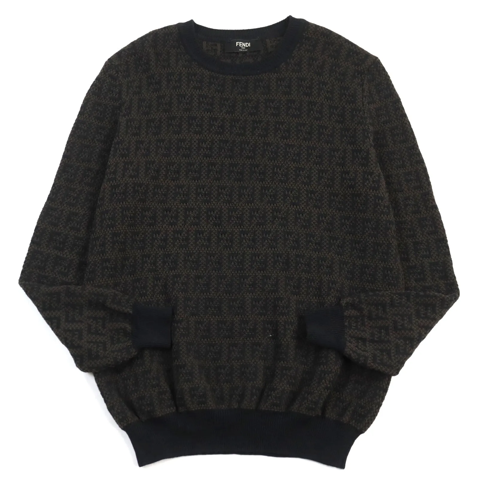 FENDI knit FZX034 AKFS wool Brown black GIROCOLLO FF DETAIL KNIT 54