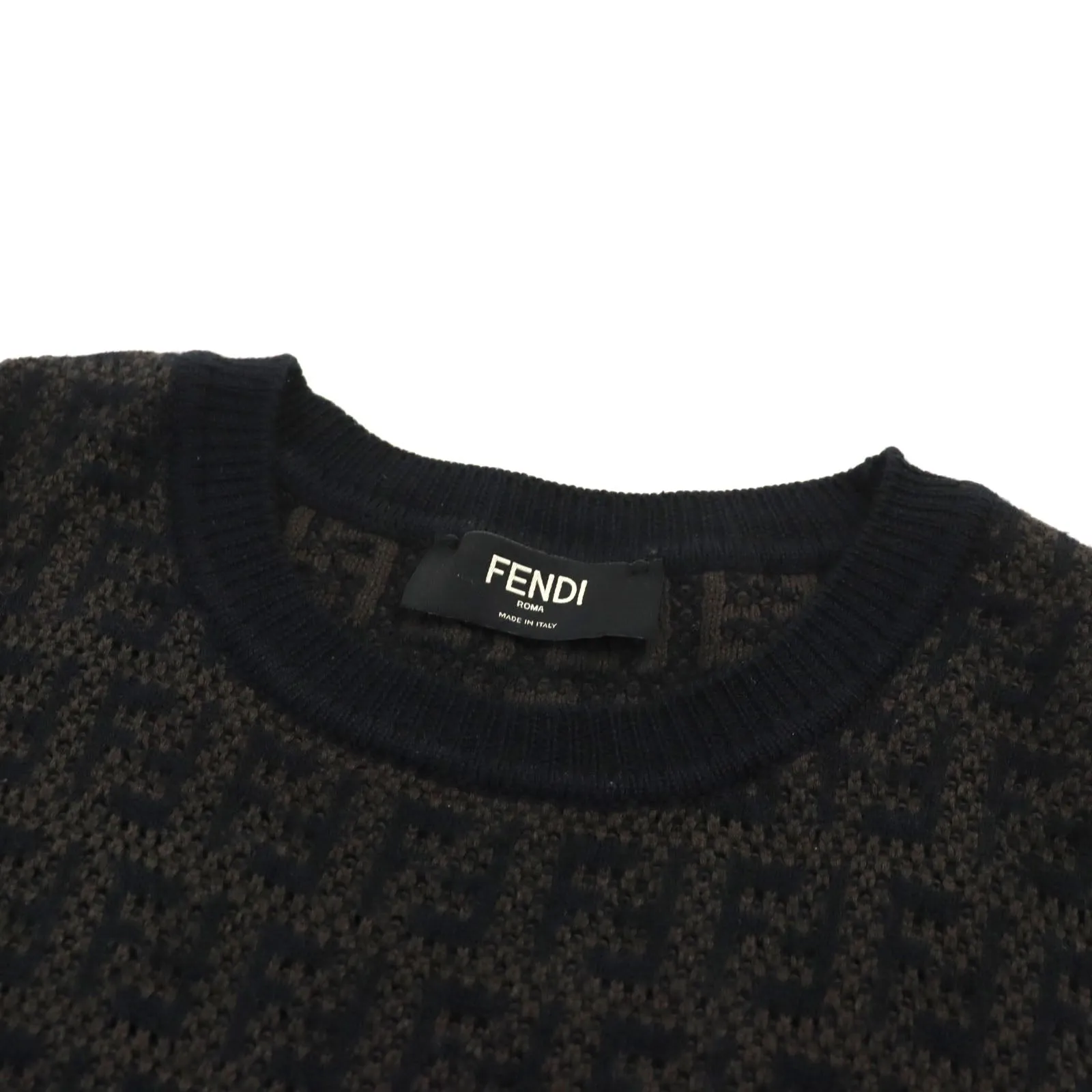 FENDI knit FZX034 AKFS wool Brown black GIROCOLLO FF DETAIL KNIT 54