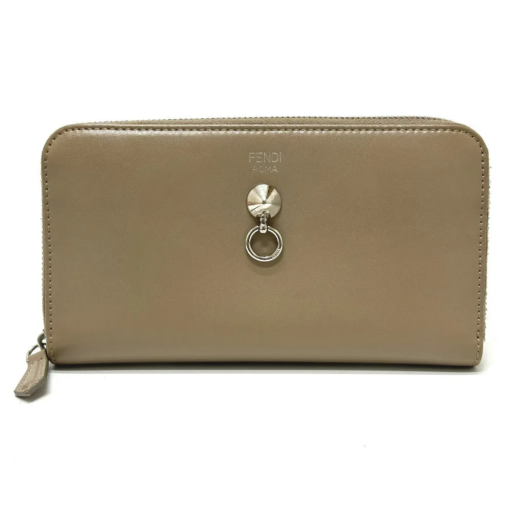 FENDI Long Wallet Purse 8M0299 leather beige By the way mens Used