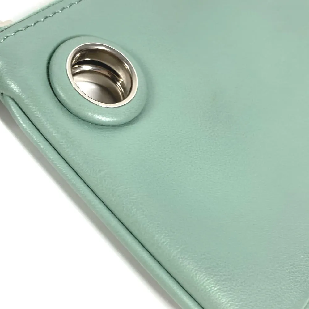 FENDI Pouch 8BS007 leather green Coin case Wallet Clutch Small Women Used