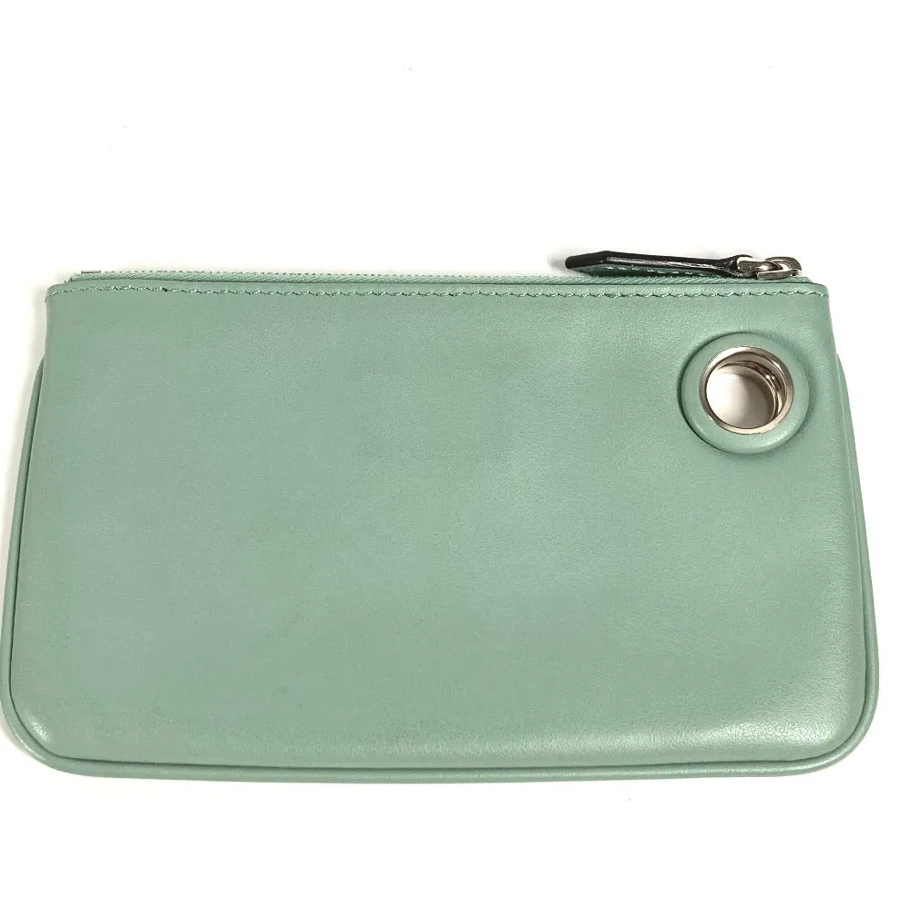 FENDI Pouch 8BS007 leather green Coin case Wallet Clutch Small Women Used